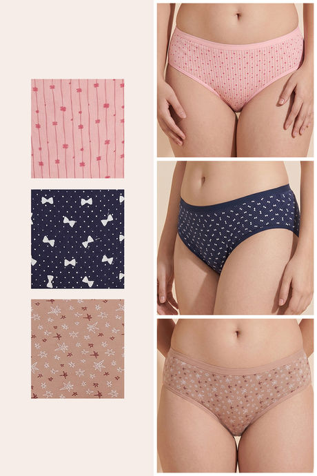 Zivame Medium Rise Full Coverage Hipster Panty (Pack of 3) - Multicolor — image 2